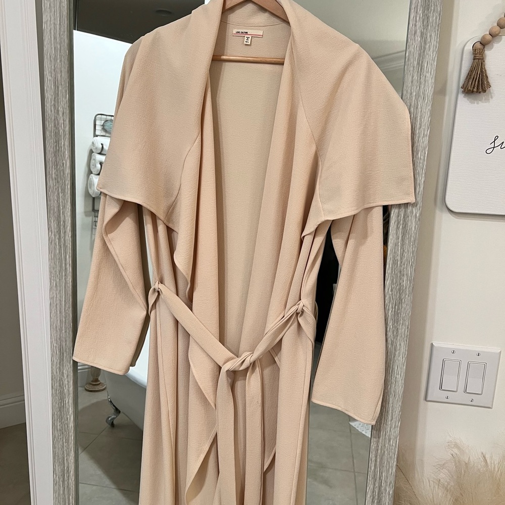Beige Light Trench Style Coat Cardigan